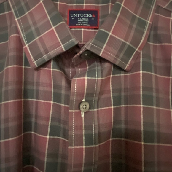 UNTUCKit Mens Red Check Cotton Wrinkle Free Lerman Casual Office Shirt- Sz-XL - Picture 3 of 16